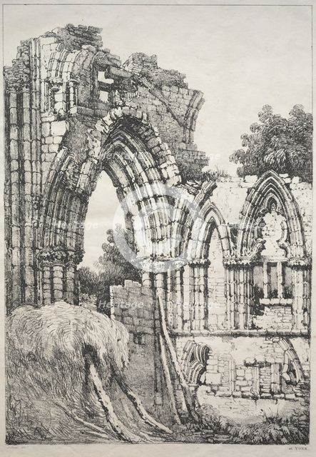 A Series of Ancient Buildings and Rural Cottages in the North of England: At York, Ruins, 1821. Creator: Samuel Prout (British, 1783-1852).
