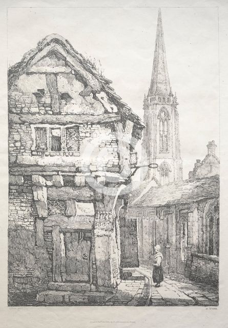 A Series of Ancient Buildings and Rural Cottages in the North of England: At York, Street..., 1821. Creator: Samuel Prout (British, 1783-1852).