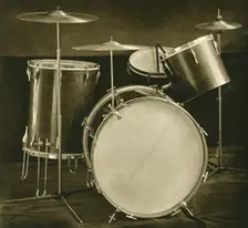 A set of percussion instruments (drums and cymbals) of Czechslovak manufacture 1948