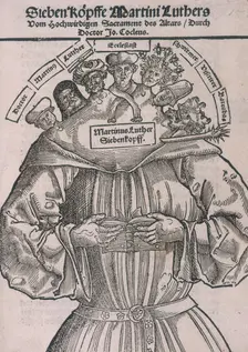 A seven headed Martin Luther, 1698. Creator: Unknown