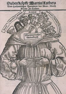 A seven headed Martin Luther, 1698. Creator: Unknown