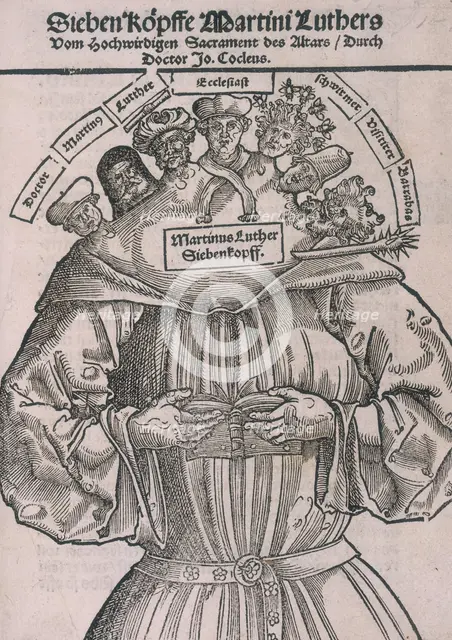 A seven headed Martin Luther, 1698. Creator: Unknown.