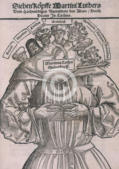 A seven headed Martin Luther, 1698. Creator: Unknown.