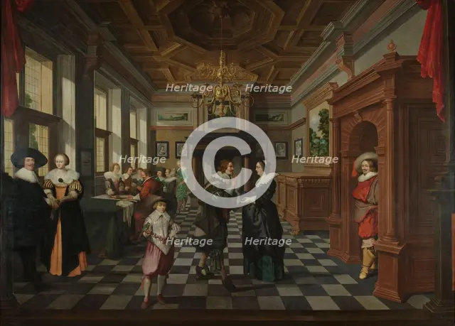 A Seven-Part Decorative Sequence: An Interior, 1630-1632. Creator: Dirck van Delen.