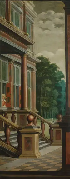 A Seven-Part Decorative Sequence: An Outdoor Stairway, 1630-1632. Creator: Dirck van Delen