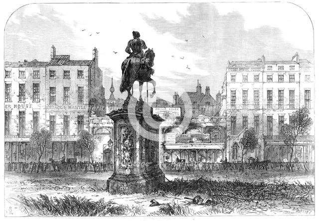 A sketch in Leicester-Square, 1868. Creator: Unknown.