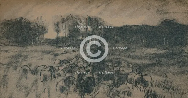 'A sketch of a shepherd and his flock', 19th century. Artist: Anton Mauve.