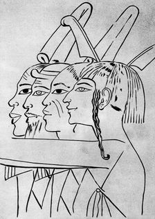 A sketch of African and Asian men from the tomb of King Seti I, Thebes, Egypt, 1936
