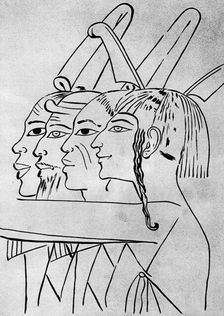 A sketch of African and Asian men from the tomb of King Seti I, Thebes, Egypt, 1936
