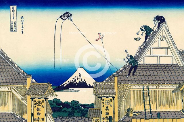 A sketch of the Mitsui shop in Suruga in Edo, 1830-1833.  Creator: Hokusai, Katsushika (1760-1849).