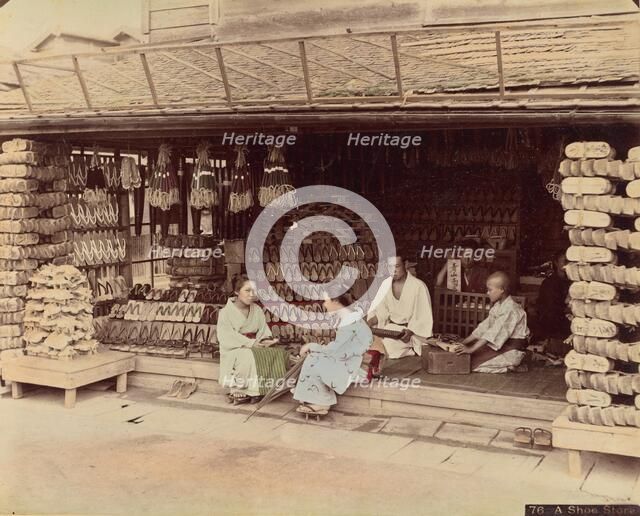 A Shoe Store, 1870s-1890s. Creator: Kusakabe Kimbei.