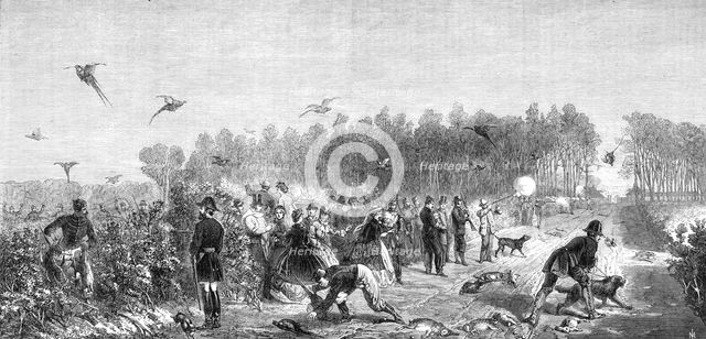 "A Shooting-Party at Compiègne", from a picture by M. Janet Lange, 1865. Creator: Mason Jackson.