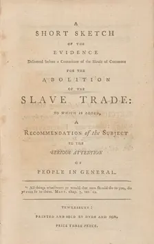 A short sketch of the evidence delivered before a Committee of the House of Commons..., (1792?). Creator: Unknown