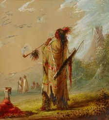 A Shoshonee Indian Smoking, ca. 1860s. Creator: Alfred Jacob Miller