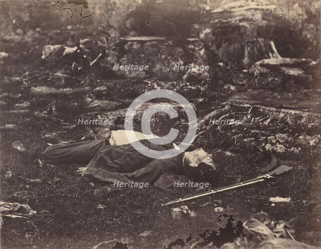 A Sharpshooter's Last Sleep, Gettysburg, Pennsylvania, July 1863. Creator: Alexander Gardner.