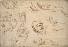A sheet of studies after the Antique, 1532-1535. Creator: Maerten van Heemskerck