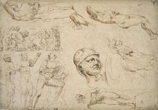 A sheet of studies after the Antique, 1532-1535. Creator: Maerten van Heemskerck