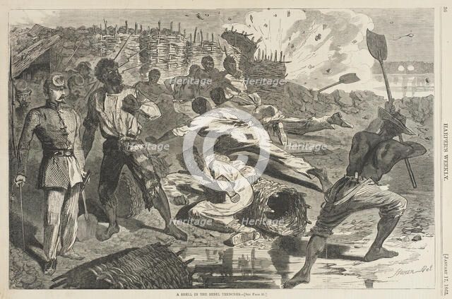 A Shell in the Rebel Trenches, 1863. Creator: Unknown.