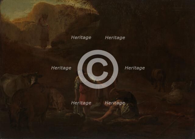 A Shepherd and Washerwomen at a Spring, c.1630-c.1637. Creator: Pieter van Laer.