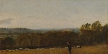 A Shepherd in a Landscape looking across Dedham Vale towards Langham, ca. 1811. Creator: John Constable