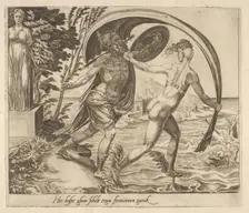 A Shield is of no Use when Fortune Turns Her Back from Six Sayings about Fortune, ca. 1560. Creator: Dirck Volkertsen Coornhert
