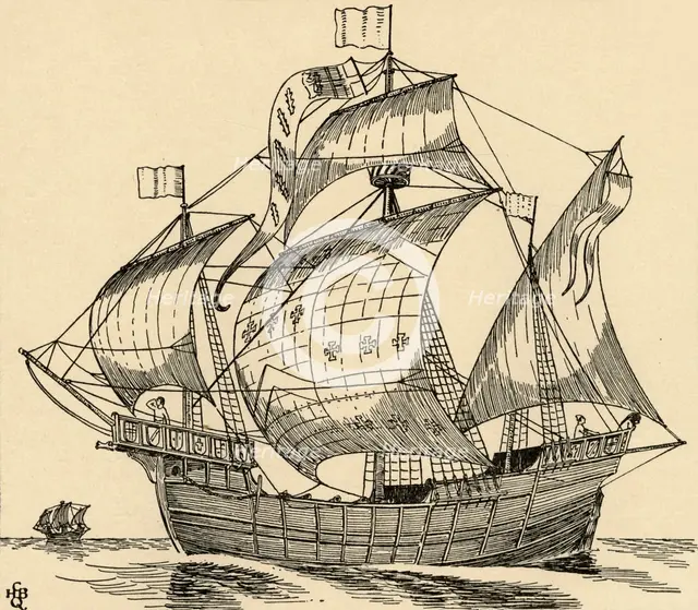 'A Ship of the time of Christopher Columbus', (1931). Artist: Charles Henry Bourne Quennell.