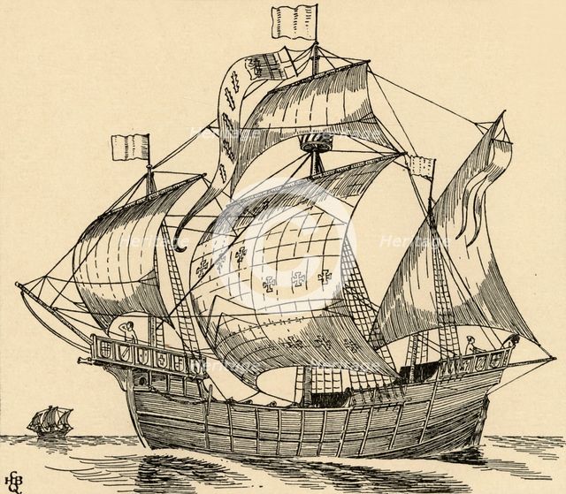 'A Ship of the time of Christopher Columbus', (1931). Artist: Charles Henry Bourne Quennell.
