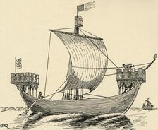 A Ship of the time of Edward I. (based on the Dover seal, 1284) (1931). Artist: Charles Henry Bourne Quennell