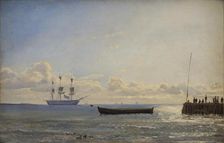A Ship of the Line at Anchor, 1847. Creator: Emanuel Larsen