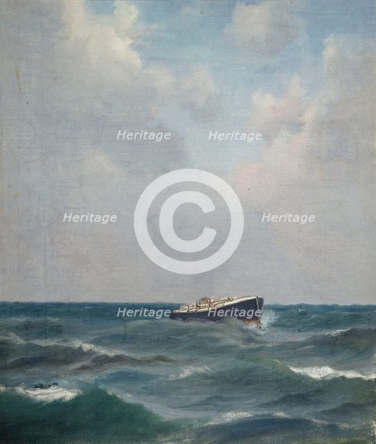 A ship at sea, study, 1875-1919. Creator: Oscar Kleineh.