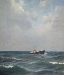 A ship at sea, study, 1875-1919. Creator: Oscar Kleineh