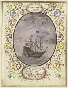 A ship in an oval, c1740-1788. Creator: Johann Esaias Nilson