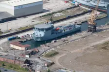 A ship in dock at West Float, Birkenhead, Wirral, 2015. Creator: Historic England