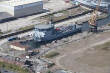 A ship in dock at West Float, Birkenhead, Wirral, 2015. Creator: Historic England