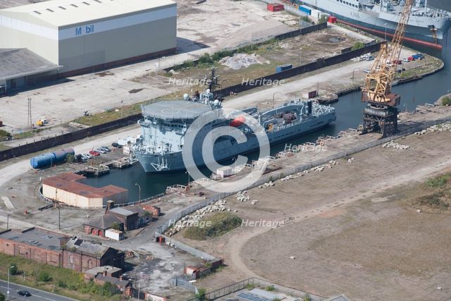 A ship in dock at West Float, Birkenhead, Wirral, 2015. Creator: Historic England.