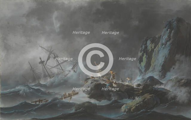 A Shipwreck in a Storm, 1782. Creator: Jean-Baptiste Pillement.
