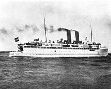 A ship...to carry trains over sixty-five miles of open sea: the train-ferry "Deutschland", 1909. Creators: Unknown, Trampus