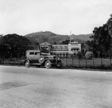 A Singer car in front of the Governor's house, Trinidad, Trinidad and Tobago, 1931