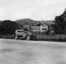 A Singer car in front of the Governor's house, Trinidad, Trinidad and Tobago, 1931