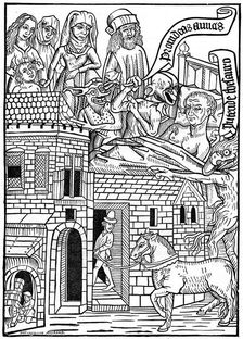 A sinner on his death bed, 15th century, (1870)