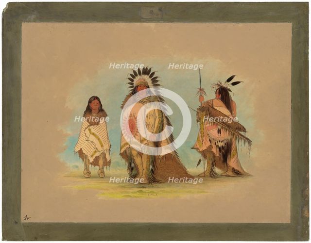 A Sioux Chief, His Daughter, and a Warrior, 1861/1869. Creator: George Catlin.