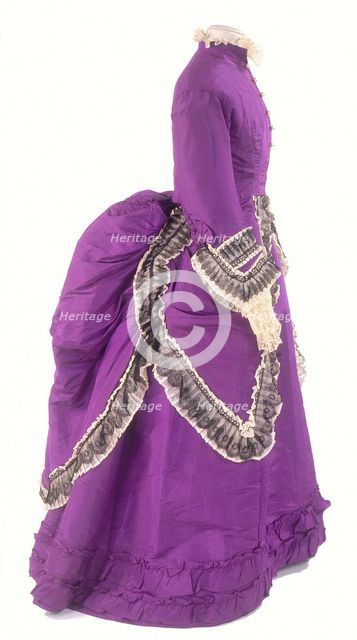A side view of a fashionable day dress, c1875. Creator: Unknown.