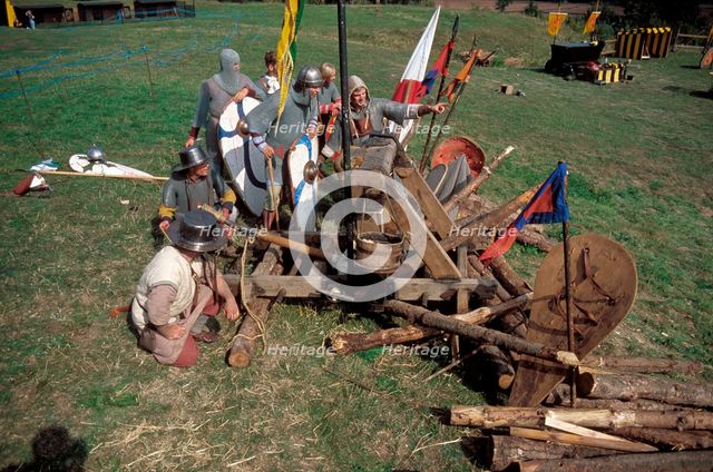 A siege engine, from a battle re-enactment. Artist: Geoffrey Davis