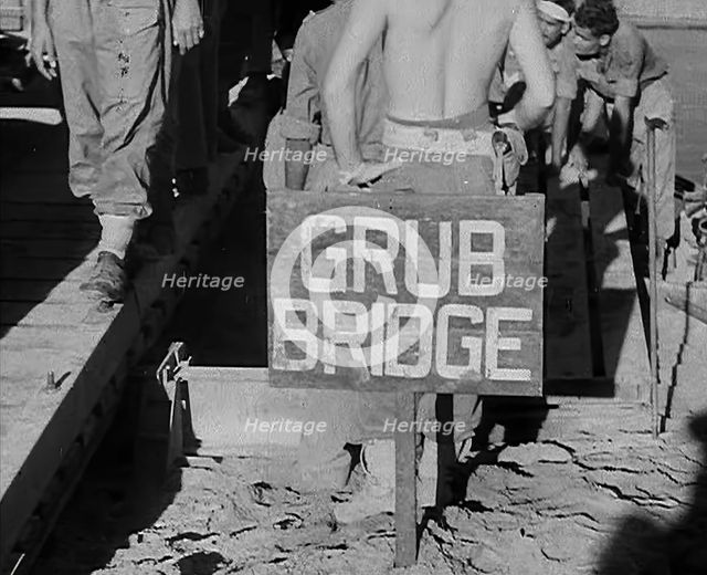 A Sign Reading ‘Grub Bridge’, 1943. Creator: British Pathe Ltd.