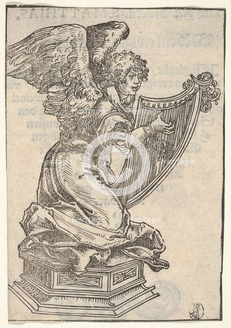 A Silver Statuette of an Angel Playing the Harp, from the Large Series of Wittenberg Reliq..., 1509. Creator: Lucas Cranach the Elder.