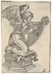 A Silver Statuette of an Angel Playing the Harp, from the Large Series of Wittenberg Reliq..., 1509. Creator: Lucas Cranach the Elder