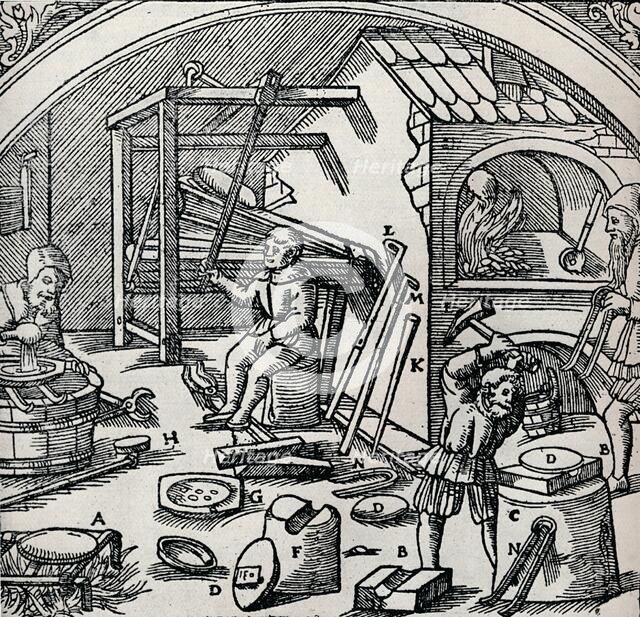 A Silver Refinery, 1556, (1917). Artist: Unknown