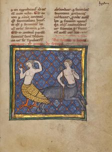 A Siren and a Centaur; Bestiary, about 1270. Creator: Unknown