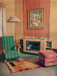 A sitting room with a painting by J.D. Fergusson above the fire 1935