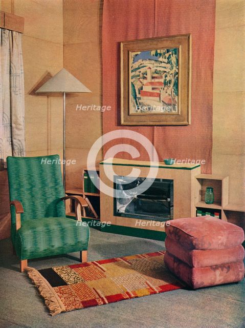 'A sitting room with a painting by J.D. Fergusson above the fire', 1935. Artist: Unknown.
